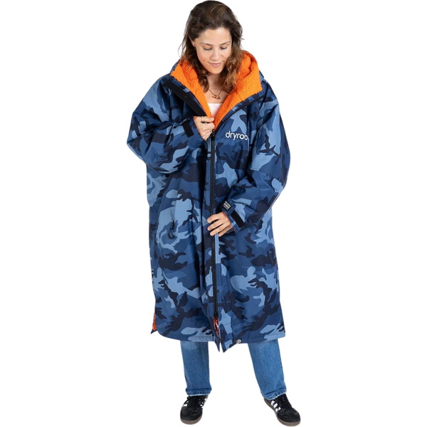 2025 Dryrobe Advance Long Sleeve Changing Robe V3 DALSV3 - Blue Camo / Orange